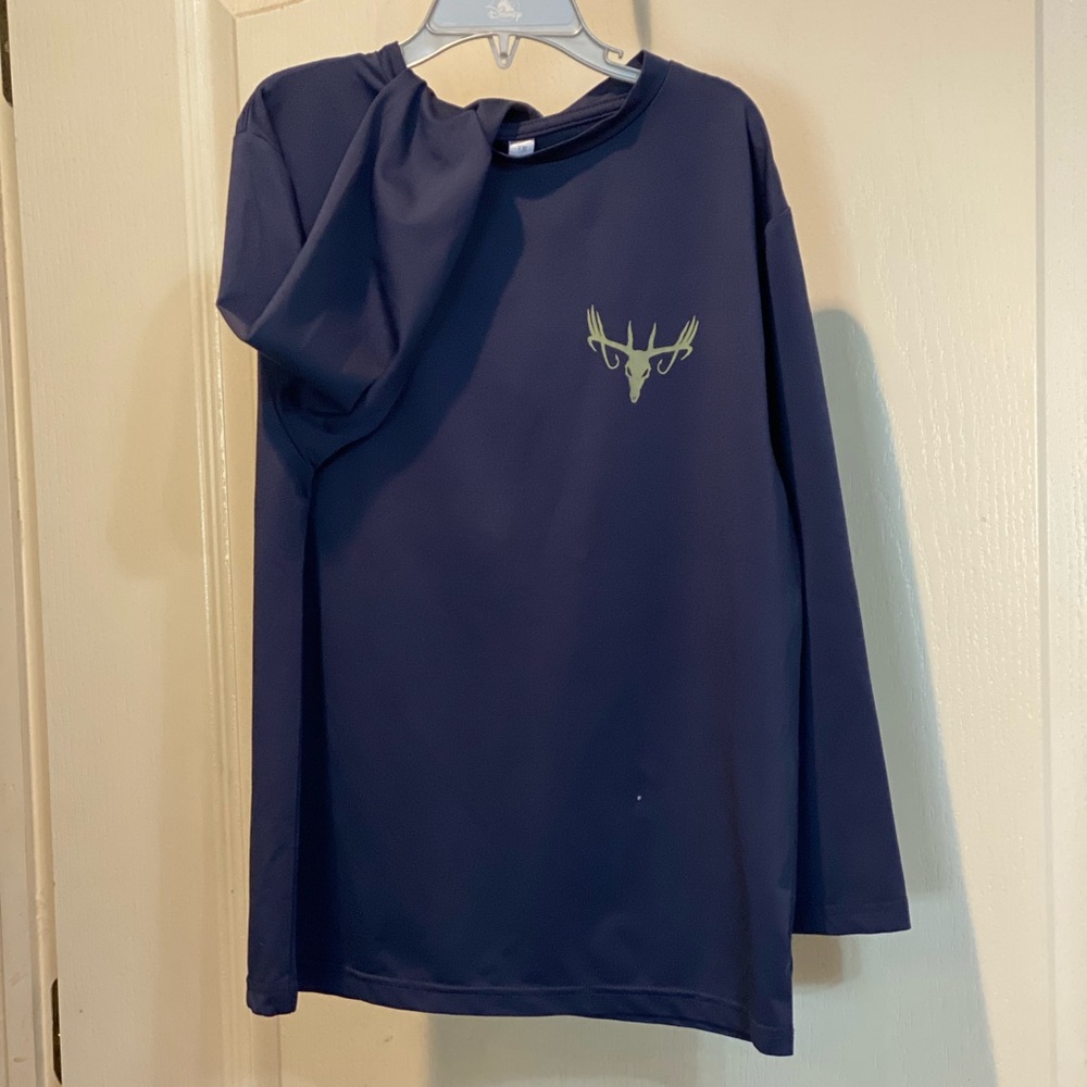 Horny Buck Long Sleeve Polyester Top Youth Medium Navy
